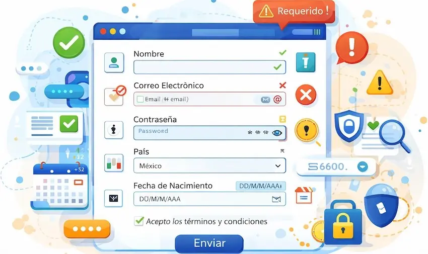 Formulario web con múltiples campos y validaciones